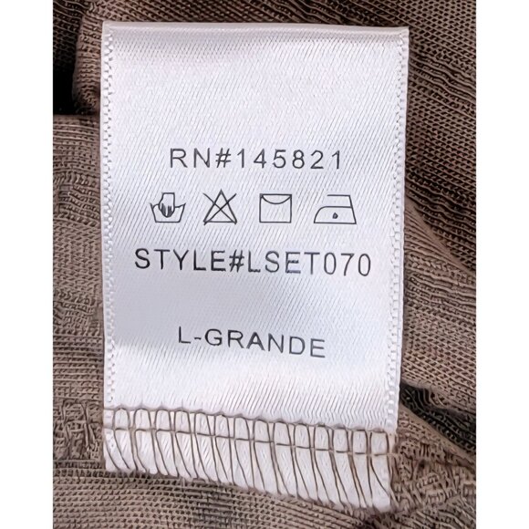 Listicle Hooded Lounge Pajama Set Mocha Draw String Straight Leg Womens Lg New - Picture 7 of 15